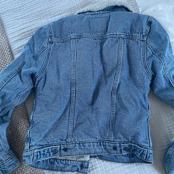 Levi's Sherpa lined denim trucker jacket #denimjacket #truckerjacket #90s XS - Picture 7 of 7